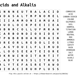 Acids and bases word search